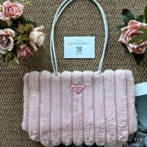 Prada Light Pink Fur Cosmetic Bag